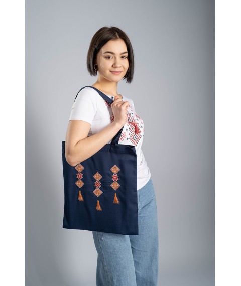 Fashionable eco-friendly shopping bag "Kititsy" in blue
