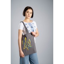 Eco-friendly shopping bag with “Trident” embroidery graphite