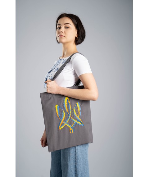 Eco-friendly shopping bag with “Trident” embroidery graphite
