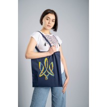 Эко-сумка с патриотической вышивкой в синем цвете "Тризуб"