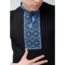 Men's black embroidered T-shirt in youth style “Atamanskaya (blue embroidery)” 3XL