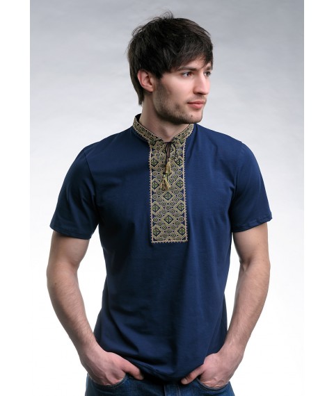 Original men's embroidered T-shirt “Cossack (green embroidery)” S