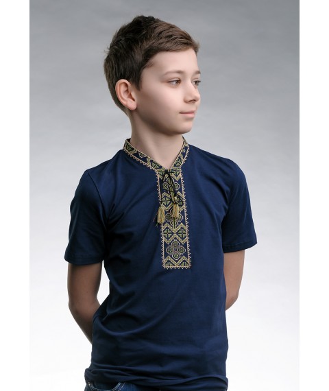 Original children's embroidered T-shirt “Cossack (green embroidery)” 128