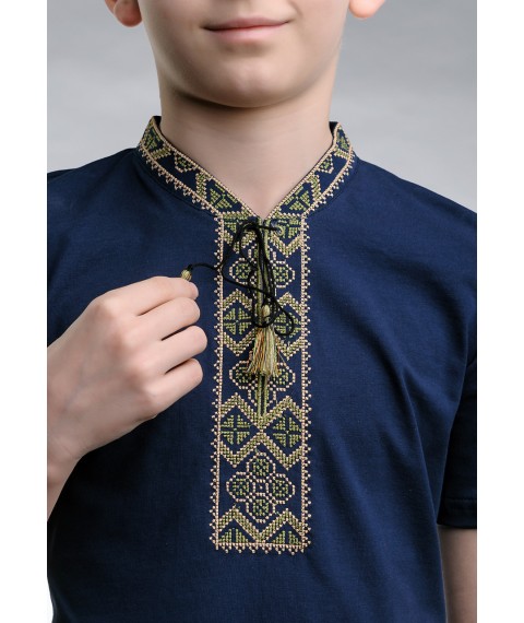 Original children's embroidered T-shirt “Cossack (green embroidery)” 158