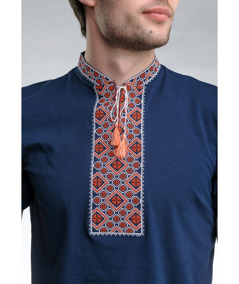 Men's T-shirt with short sleeve embroidery “Cossack (red embroidery)”