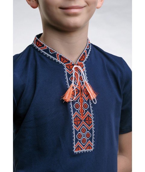 Children's T-shirt with embroidery with short sleeves “Cossack (red embroidery)” 152