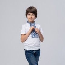 White T-shirt for a boy with “Starlight (blue embroidery)” embroidered on the chest