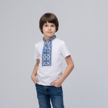 White T-shirt for a boy with embroidery on the chest “Starlight (blue embroidery)” 116