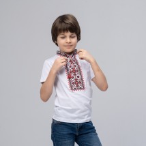 Embroidered T-shirt for boy with short sleeves “Starlight (red embroidery)” 92