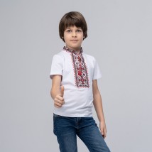 Embroidered T-shirt for boy with short sleeves “Starlight (red embroidery)” 92