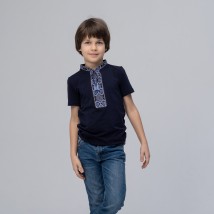 Classic children's T-shirt with embroidery “Cossack (blue embroidery)” 140