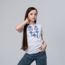 Embroidered T-shirt for girls in white “Starlight (blue)” 92