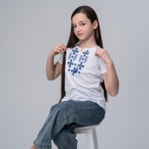 Embroidered T-shirt for girls in white “Starlight (blue)” 152