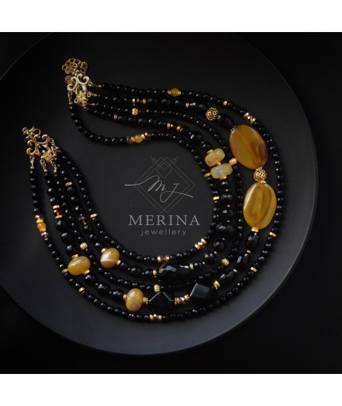 Honey luxury. Yellow and black agate necklace