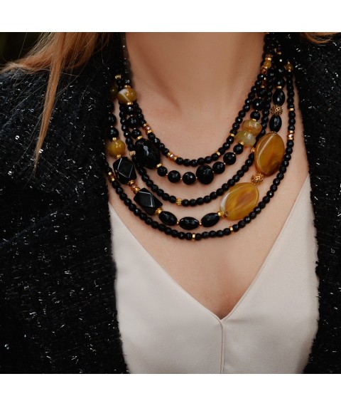 Honey luxury. Yellow and black agate necklace