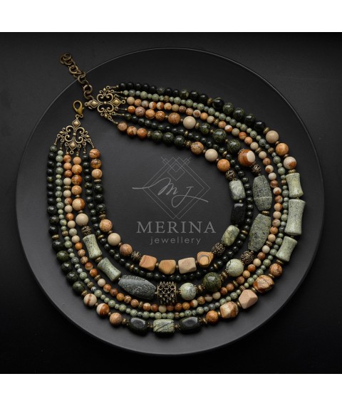 Necklace made of jasper and serpentine "Antiquity"