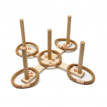 Wooden ring toss game.