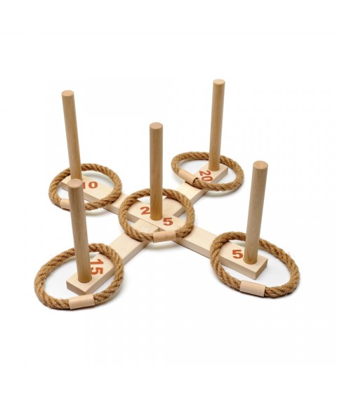 Wooden ring toss game.