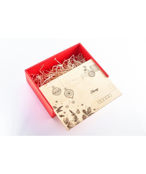 Деревянная коробка для подарков «Рождественская почта» (крашена)