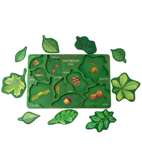 Деревянная вкладка-раскраска осенние листики «Волшебный лес»