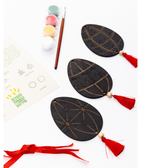 Set for painting wooden Easter eggs "A rolling Easter egg. Hutsul region"