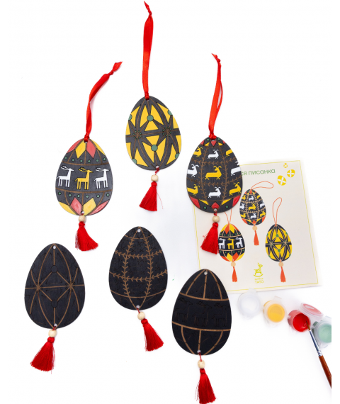 Set for painting wooden Easter eggs "A rolling Easter egg. Hutsul region"