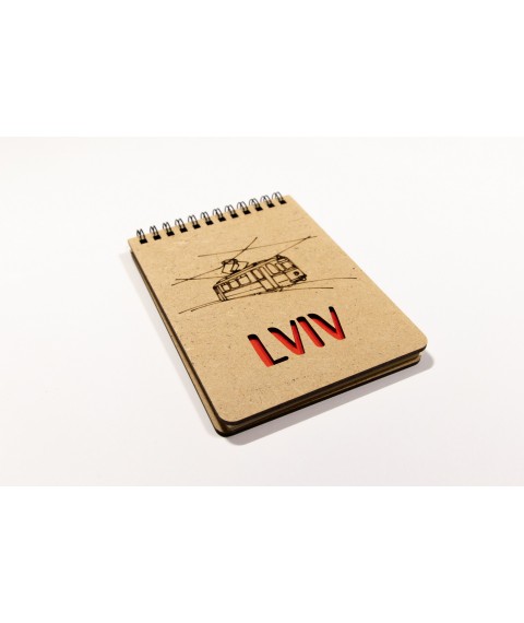 Notebook with wooden cover "Lviv. Old tram"
