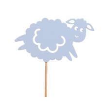 Великодня іграшка з фанери на шпичці “Ягнятко-хмаринка”