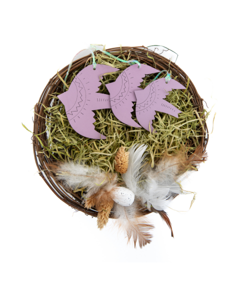 Набір декоративних пташок фіолетовго кольору "Колискові для Олекси"