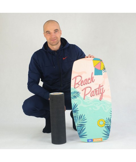 Балансборд Ex-board Beach Party черный валик 13 см в резине (ex61)