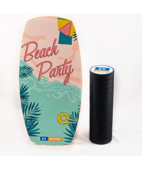 Балансборд Ex-board Beach Party черный валик 13 см в резине (ex61)