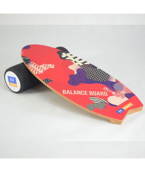 Балансборд Ex-board Surf Red черный валик 16 см литой (EX73)