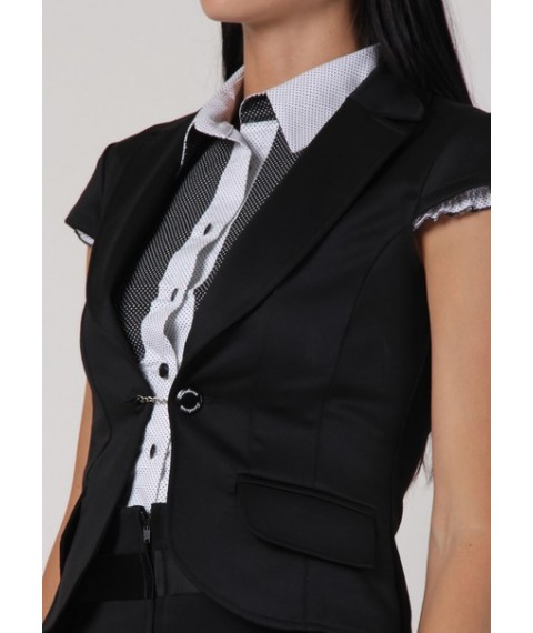 Black business vest with decorative fastener Zhl04