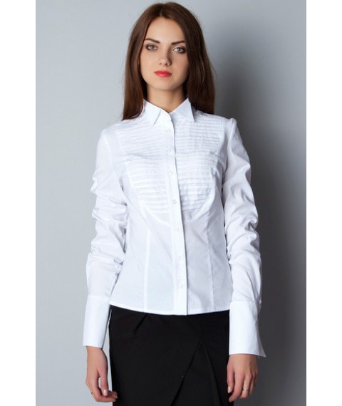 White women's business blouse with bow tie P06