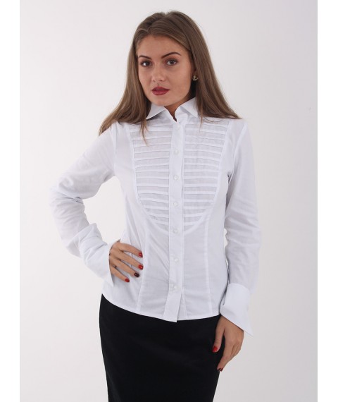 Біла жіноча ділова блузка під краватка "метелик" Р06