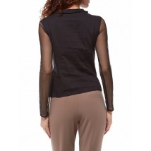 Blouse with transparent mesh sleeves