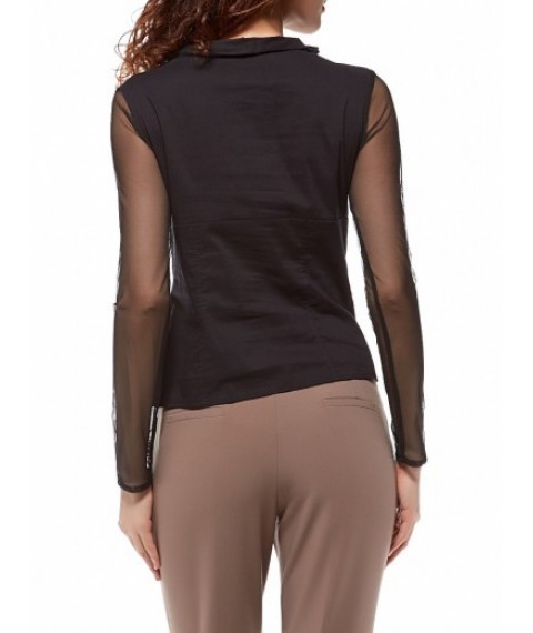 Blouse with transparent mesh sleeves