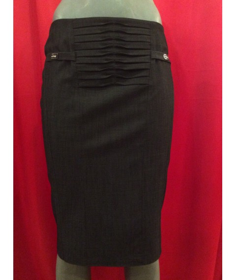 Women's gray narrow skirt with decorative trim J68