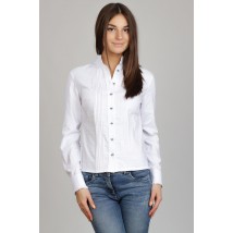 White blouse, long sleeve, stand-up collar P104
