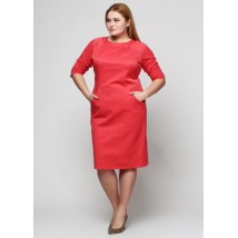 Червоне плаття з кишенями П177