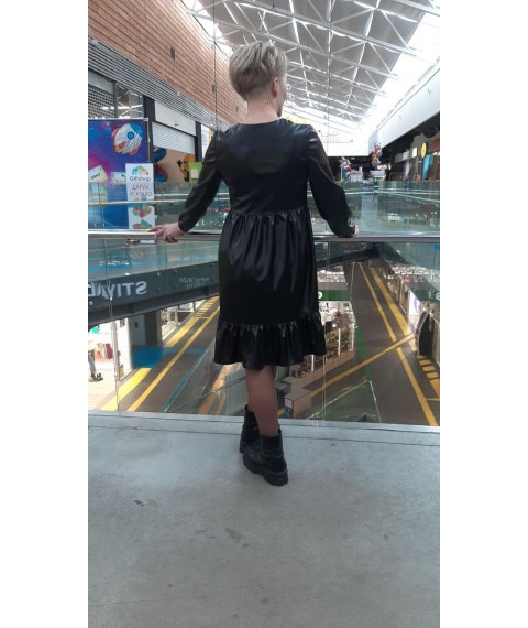 Dress made of black eco leather