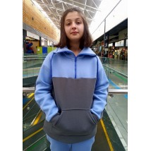 Свитшот комбинированный серо-голубой