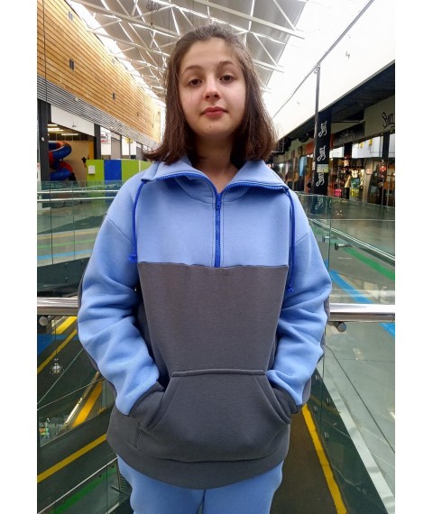 Sweatshirt combined gray-blue