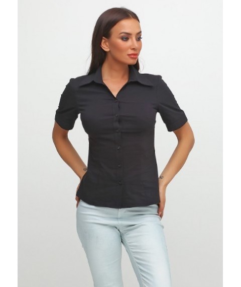 Чорна класична сорочка з коротким рукавом