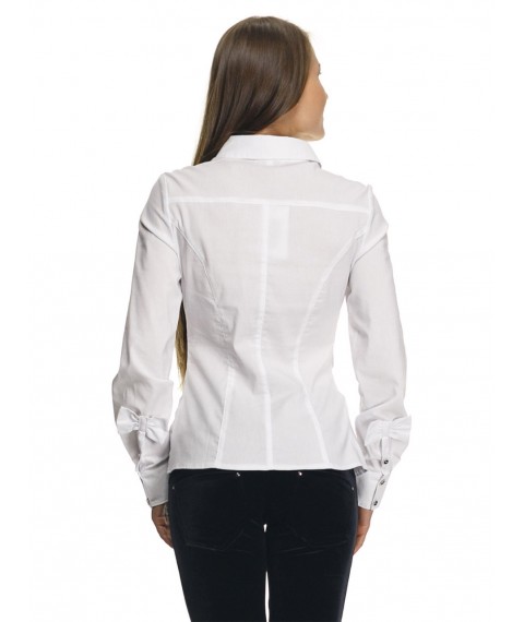 White blouse, long sleeve, with bows P106