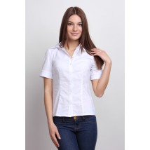 Белая классическая блузка с коротким рукавом Р60