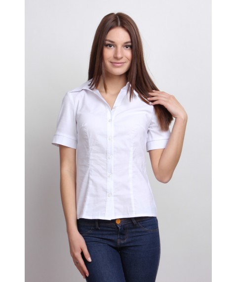 White classic blouse with short sleeves P60