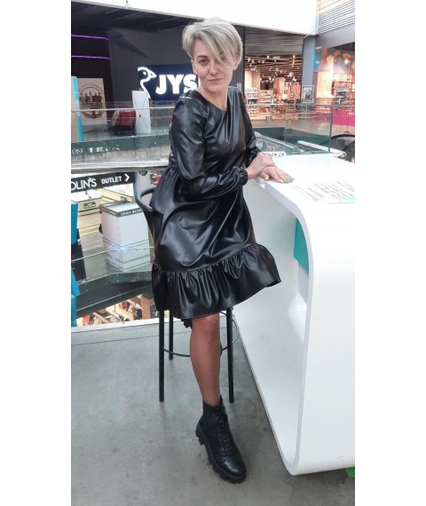Dress made of black eco leather