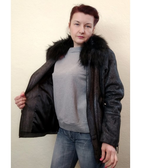 Warm women's jacket with natural fur, Raslov