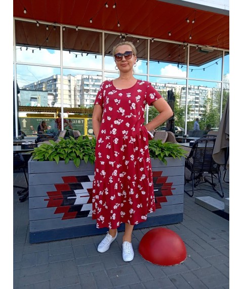 Платье штапельное вишня